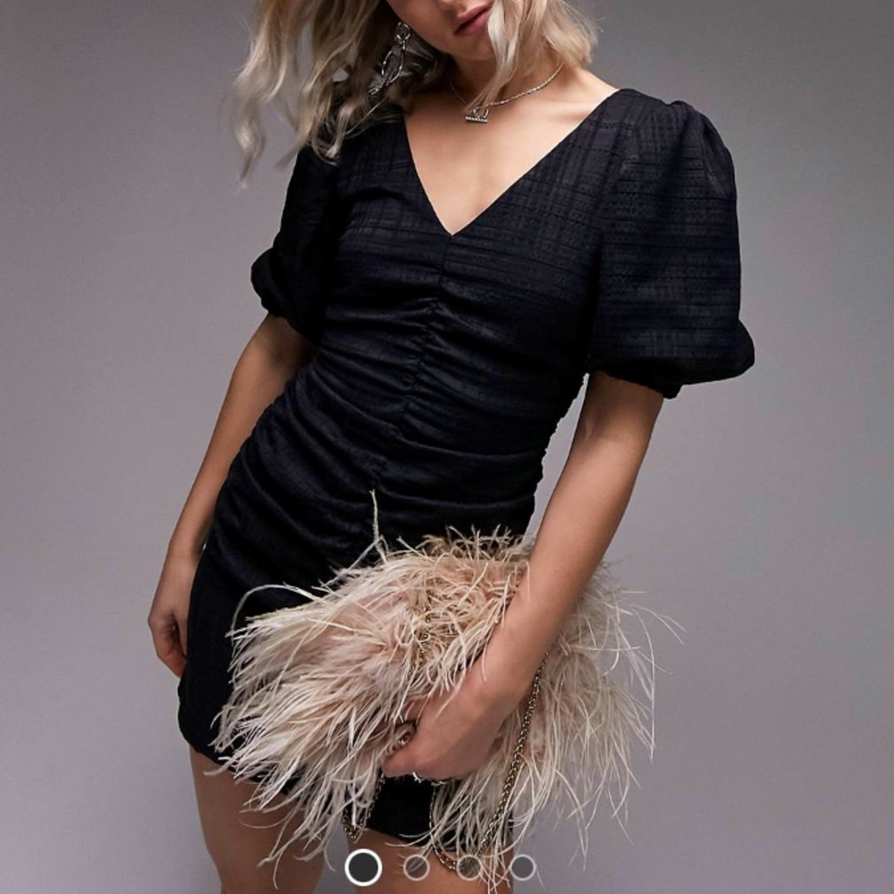 🛑NWT Topshop Ruch Front Textured Check Mini Dress LBD